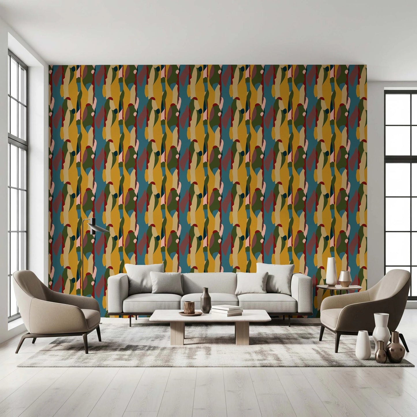 Modern Abstract Harmony Geometry Shapes Wallpaper with bold shape layout