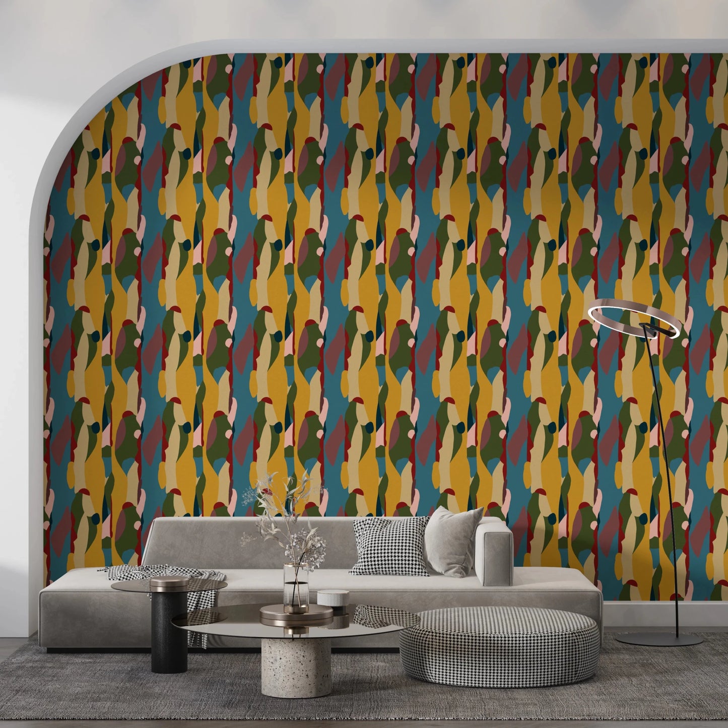 Textured look of the Abstract Harmony Geometry Shapes Wallpaper surface