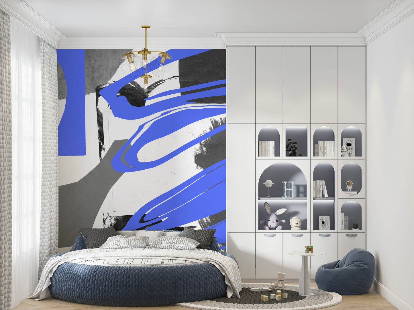 Abstract smoky textures in layered design, Smoke and Mirrors decorative mural