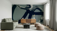 A graceful subtle pattern wall mural in cool, natural tones.

