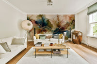 Artistic floral wallpaper in soft tones

