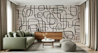 A beautiful modern art wall mural of delicate lines.