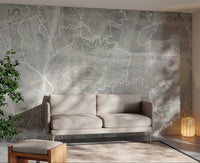 Abstract monochrome floral wallpaper for modern interiors
