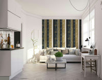 Abstract striped wallpaper with natural elements.


