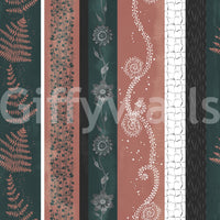 Wallpaper with a mix of teal and brown tones.

