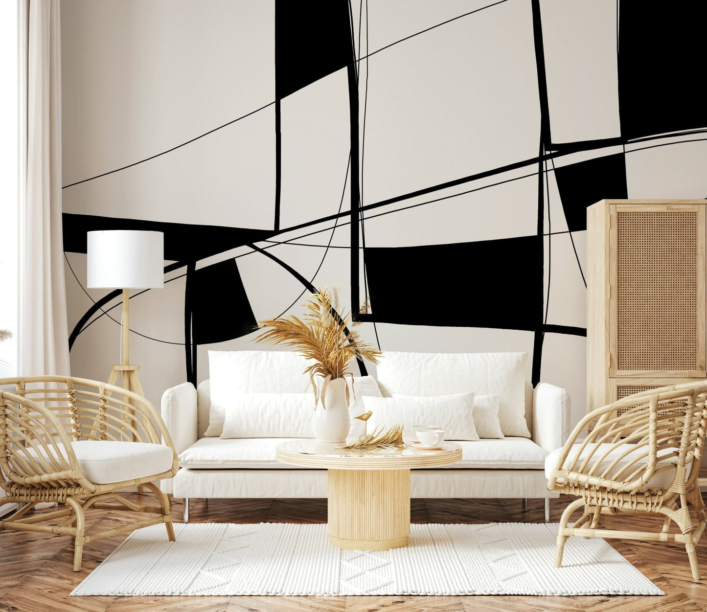 Abstract Noir Lines Wall Mural