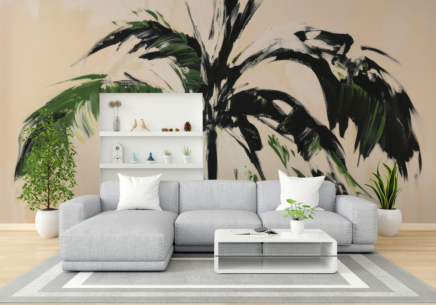 Modern abstract palm tree art for tropical interiors