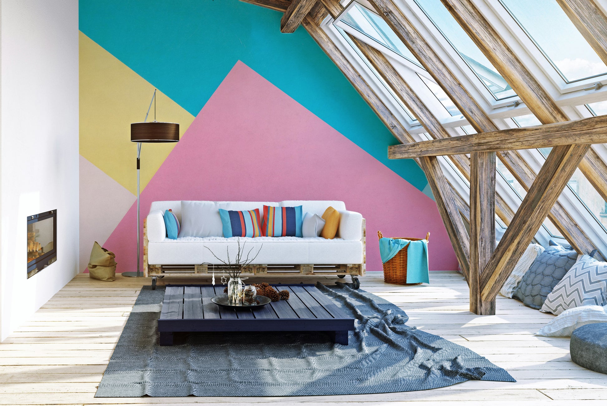 Paper-inspired abstract wallpaper mural for a textured look.
