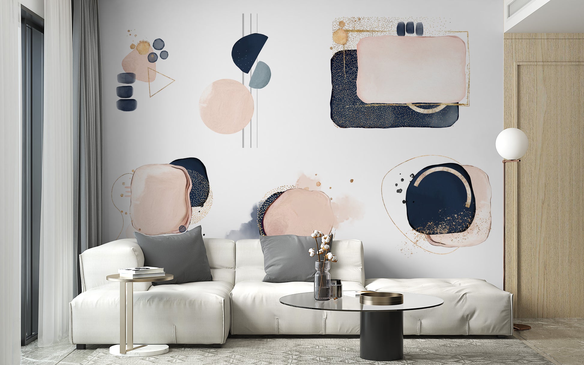 Abstract Pink and Blue Shape Wallpaper - Giffywalls