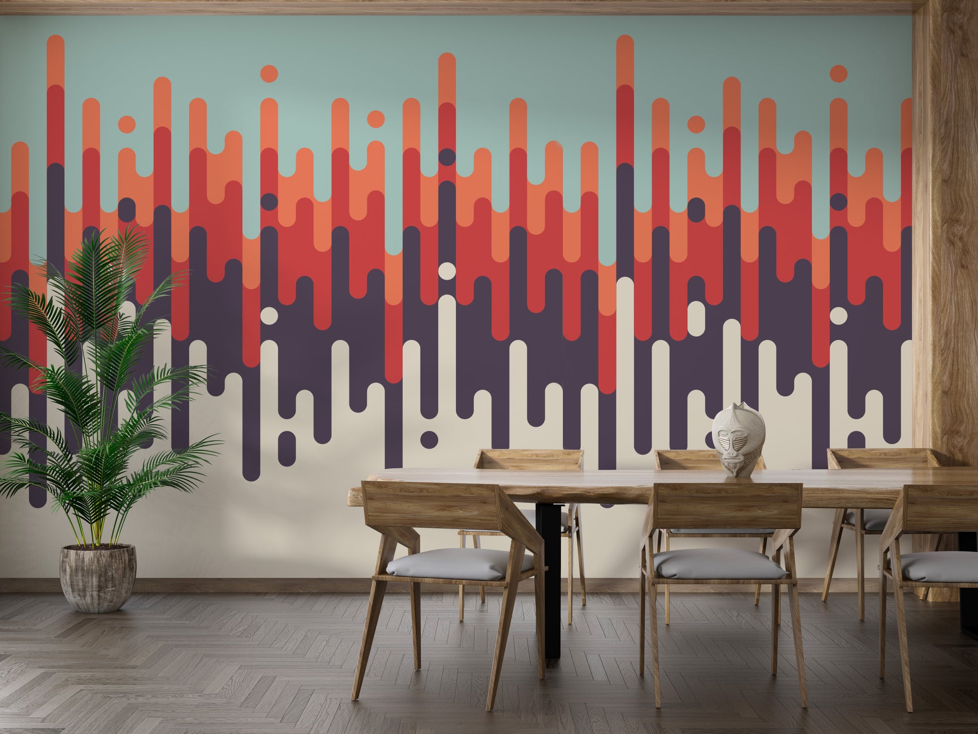 Abstract Retro Vintage Strip Pattern Wallpaper Mural - Giffywalls
