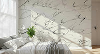 A graceful subtle pattern wall mural in cool, neutral tones.