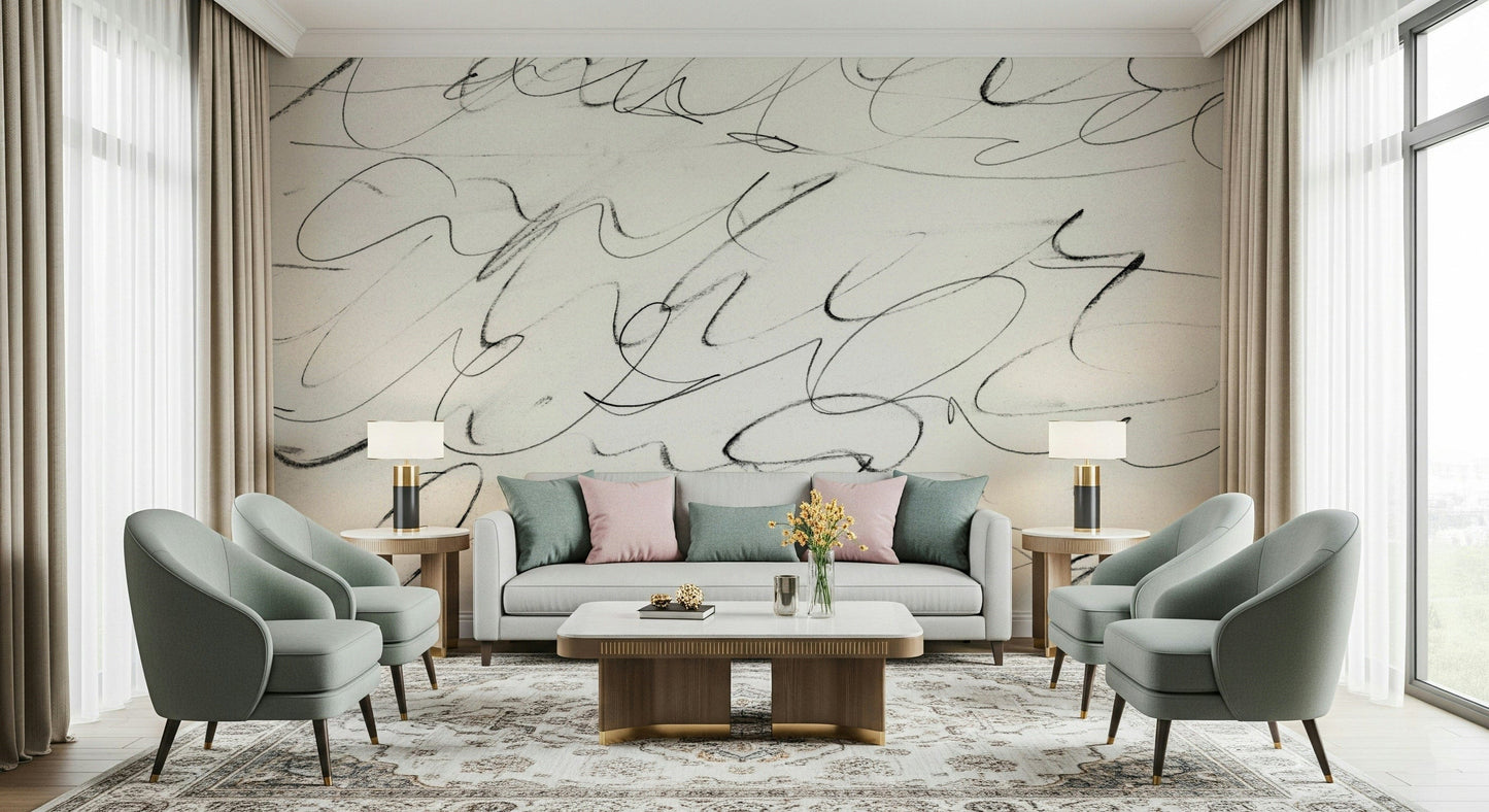 An artistic soft focus mural on minimalist wallpaper.