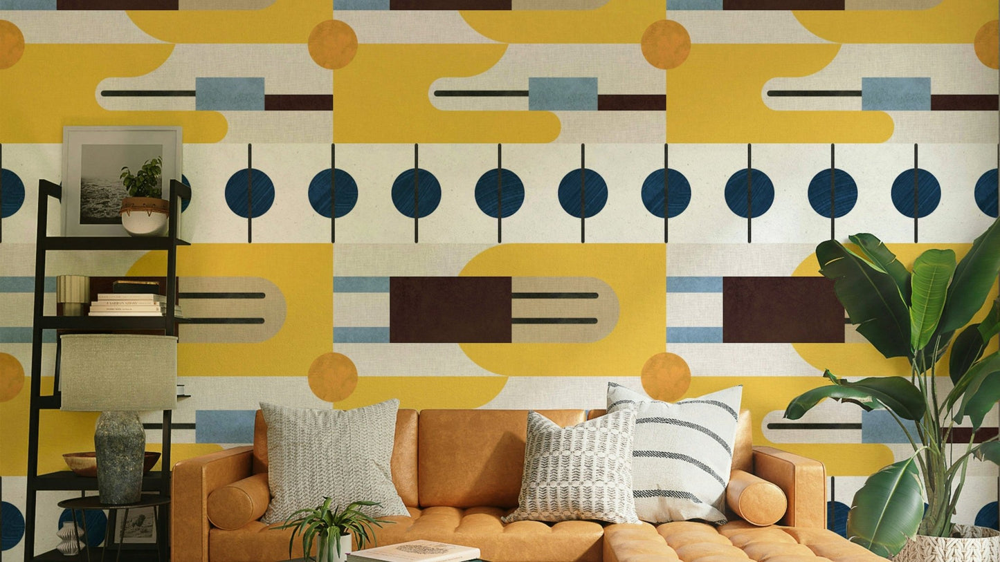 Abstract Shapescape mural wallpaper with modern shapes

