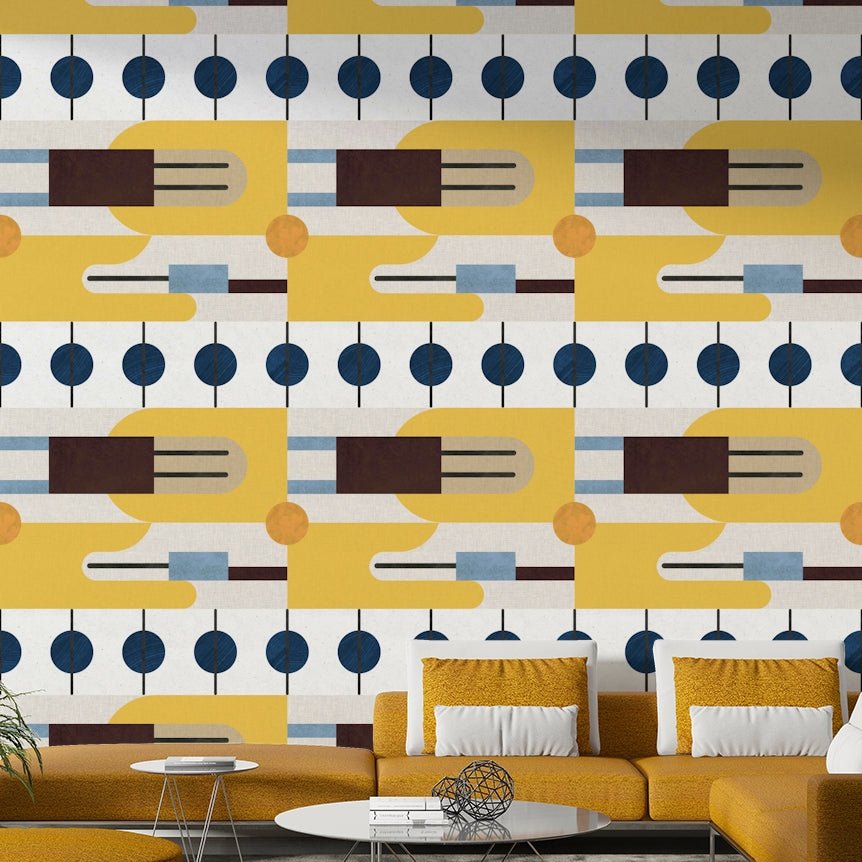 Wall mural featuring dynamic shapescape patterns

