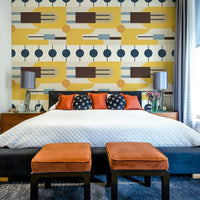 Decorative mural in soft earthy tones and shapes

