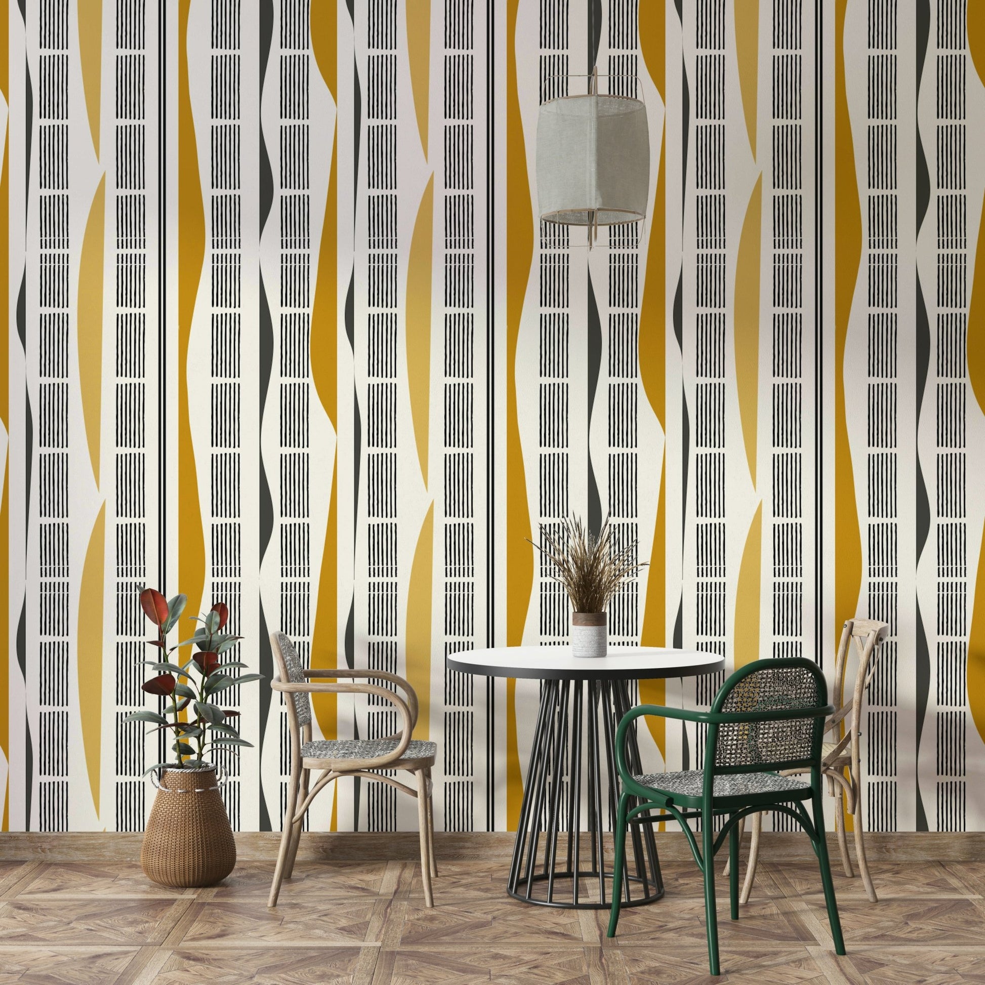 Abstract lines and curves wall mural for modern interiors

