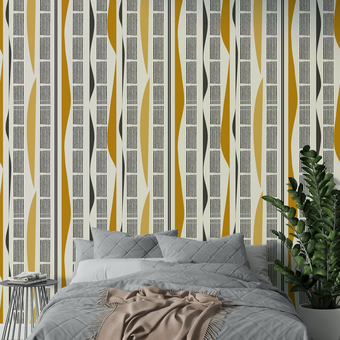 Fluid, contemporary design with abstract stripes and curves

