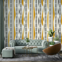 Modern abstract wallpaper with intersecting stripes and curves

