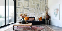 Abstract terrain mural in entryway, modern wall decor focal
