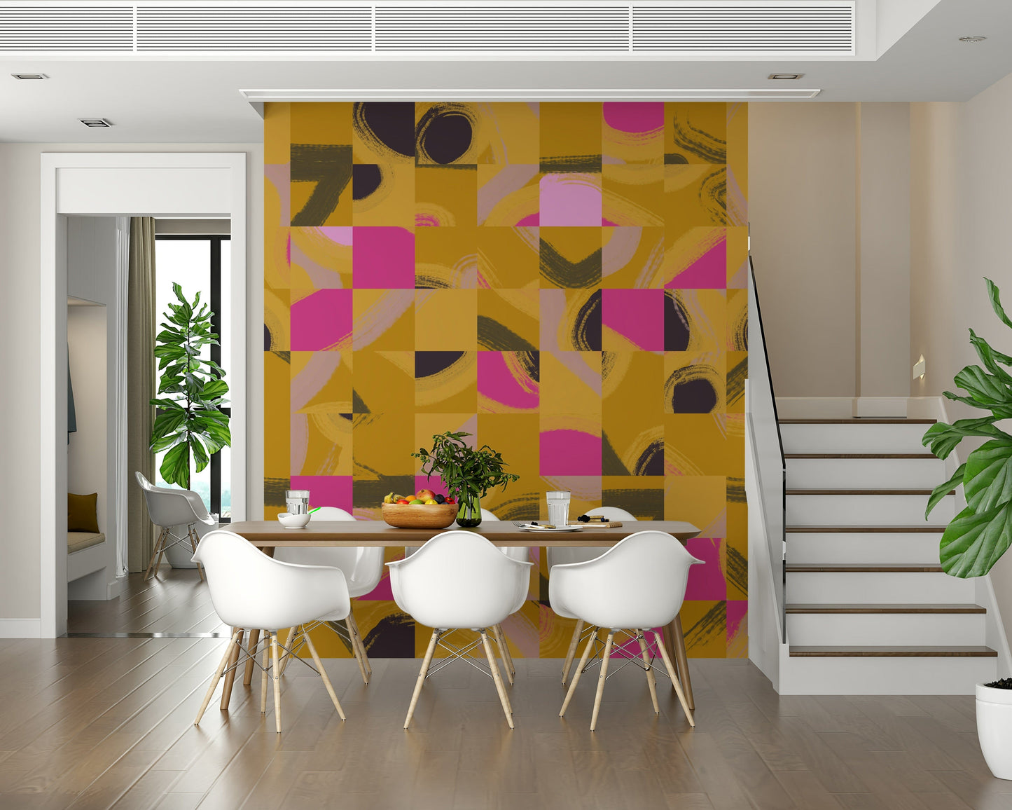 Artistic Tile Play wallpaper modern block abstract print.