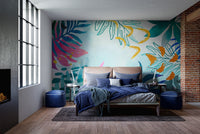 Vibrant summer watercolors wallpaper mural with a fresh design.