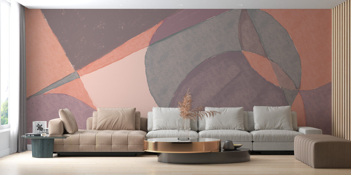 Watercolor geometric forms on modern wallpaper