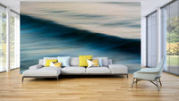 A beautiful abstract ocean wall mural for a living room.

