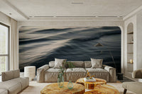 A contemplative wave texture wallpaper mural for a feature wall.

