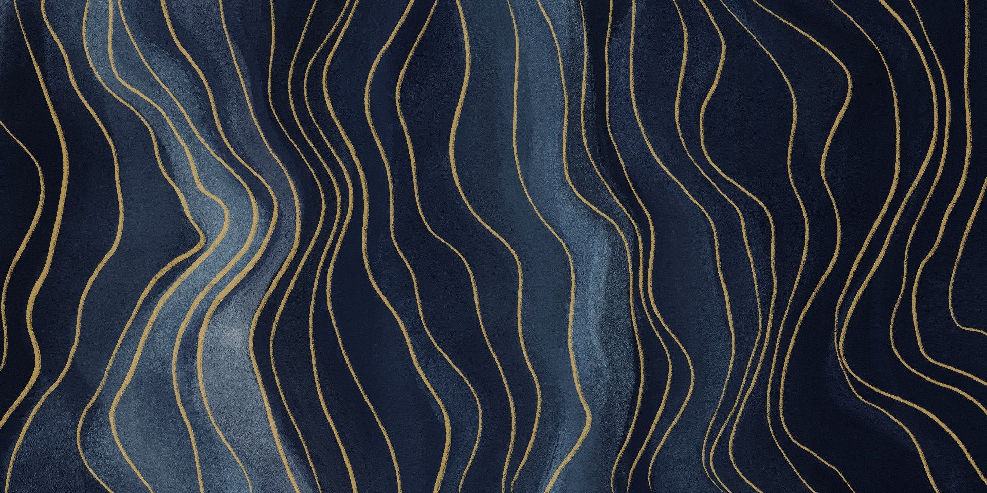 Navy Blue & Gold Lines Wallpaper Murales
