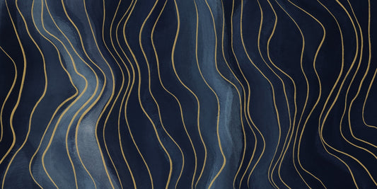 Navy Blue & Gold Chalk Lines Wallpaper Murals