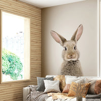 Playful rabbit mural for animal-themed interiors


