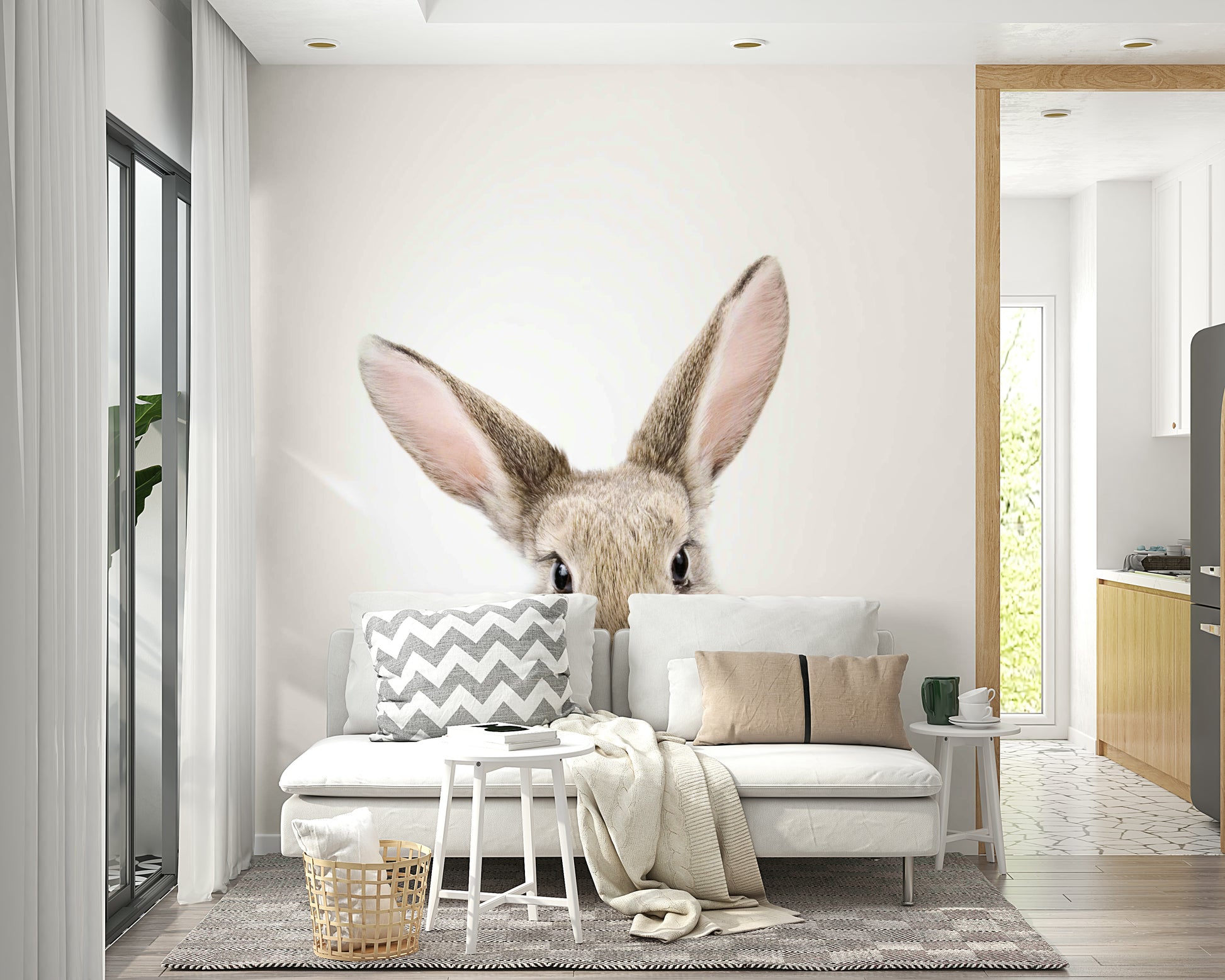 Easter-themed baby bunny wall mural design


