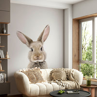 Woodland mural with adorable baby rabbit design

