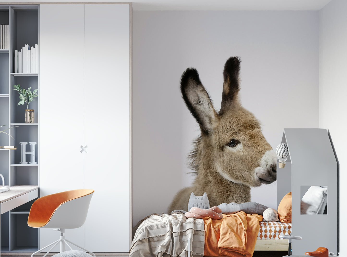 Baby donkey wall art for farmhouse-style nursery

