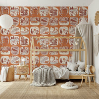 Playful explorer wallpaper with illustrated wildlife and adventure tools.