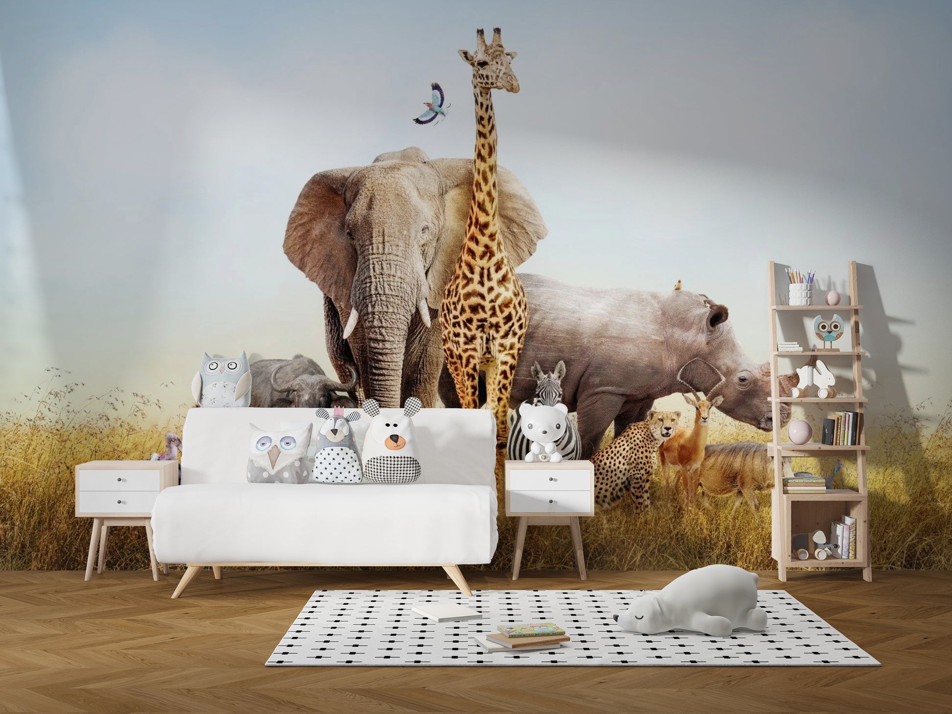African Animals Safari Kids Room Wallpaper - Giffywalls
