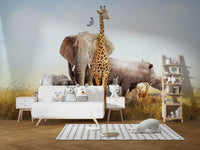 African Animals Safari Kids Room Wallpaper - Giffywalls