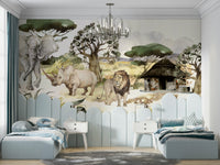 Gentle animal-themed wallpaper for bedrooms

