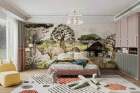 African wildlife mural wallpaper with elephants

