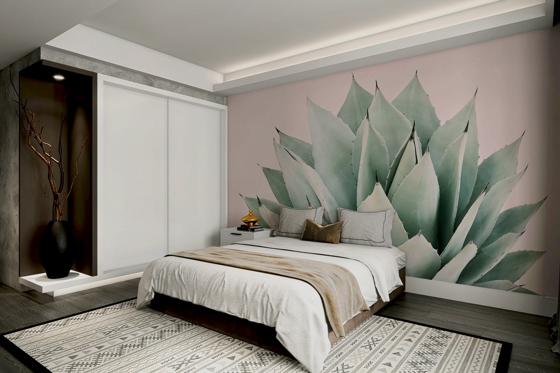 Succulent-inspired agave wall art mural

