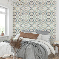 aged cement tile backsplashes navy wallpaper

