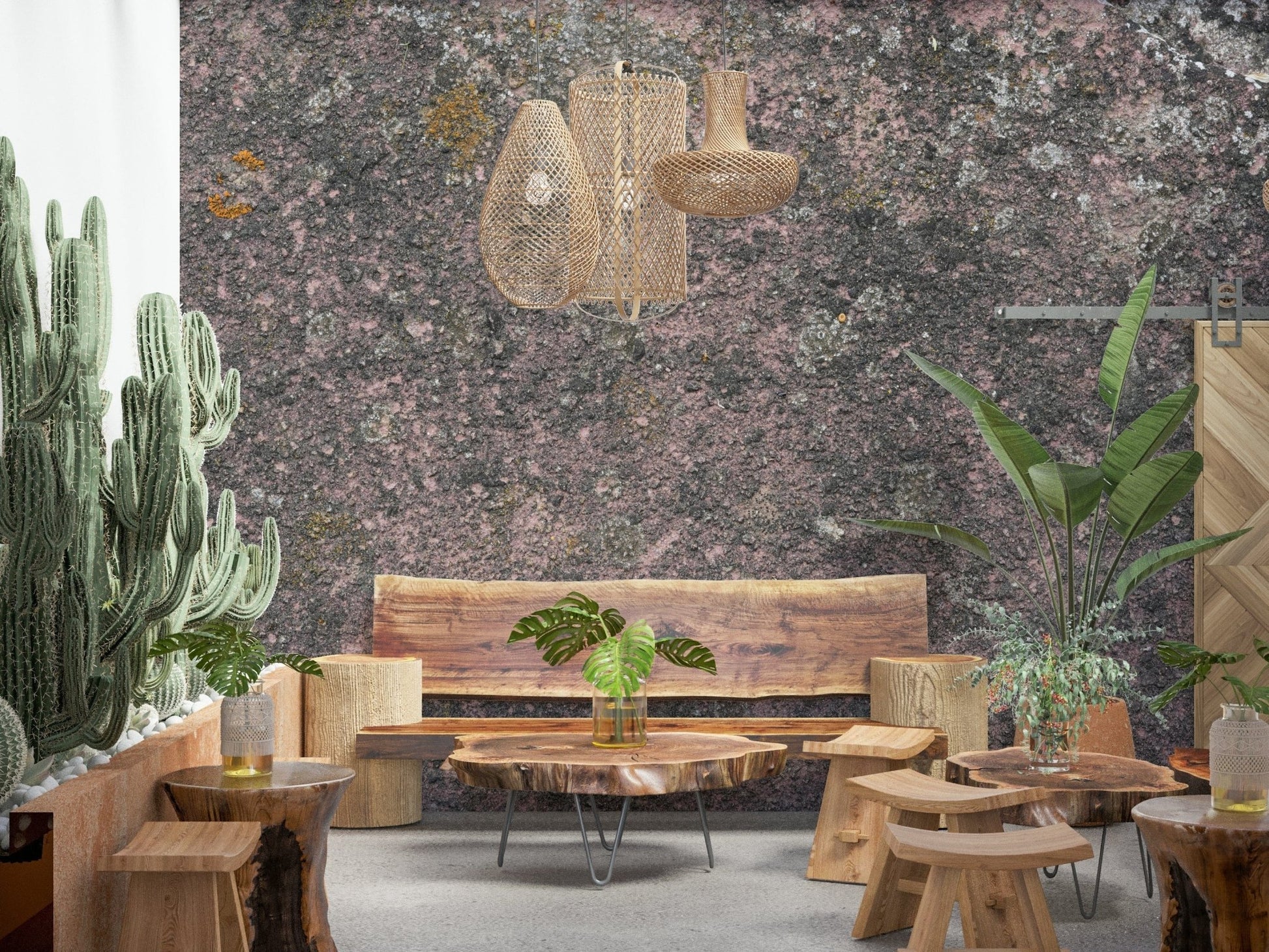 Aged Earth Wall Mural with natural earthy tones and textured surfaces for authentic rustic charm.