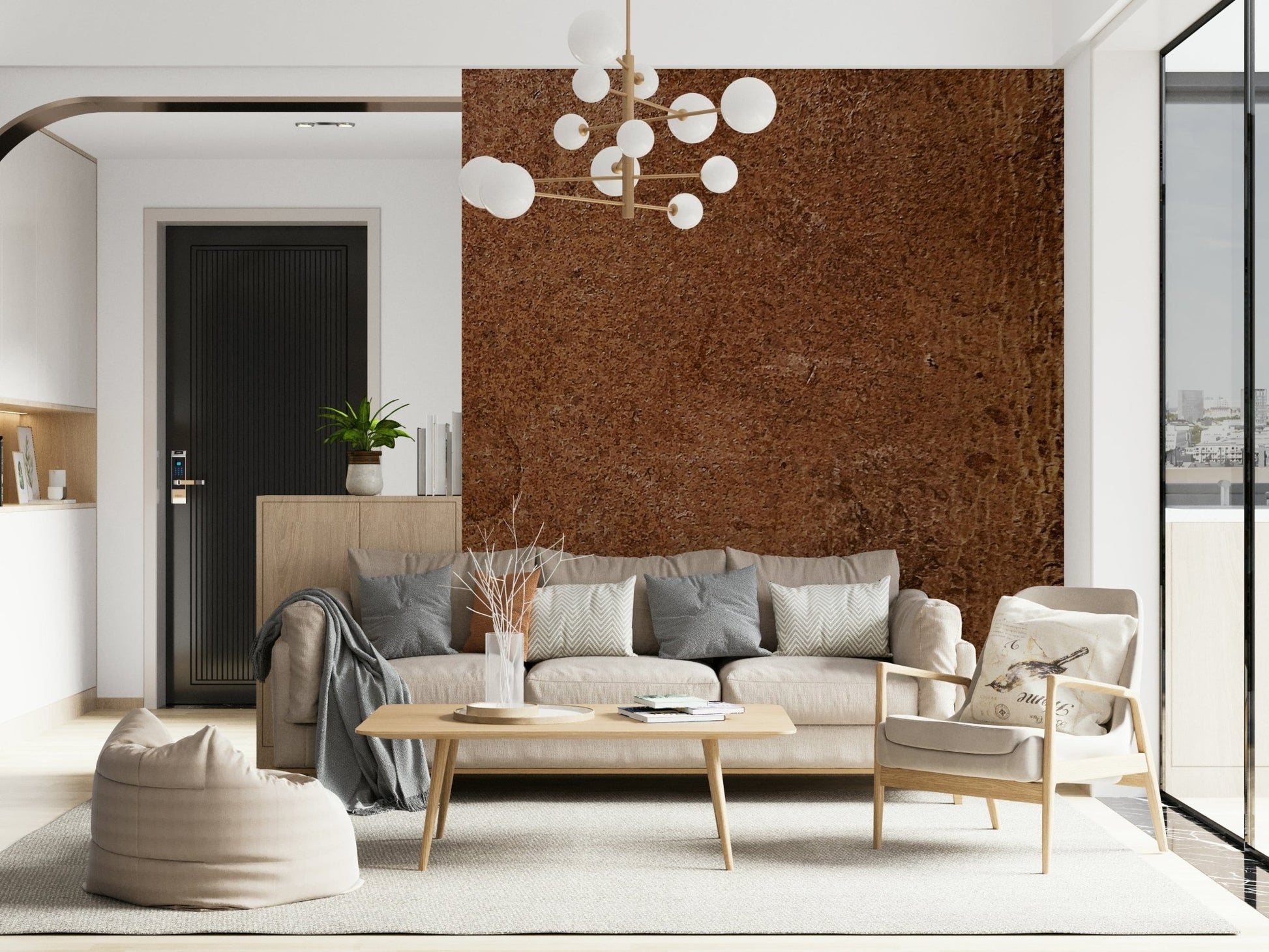 Warm Brown Leather Wall Mural – Aged saddle tone with soft highlights and subtle grain for timeless wall décor.