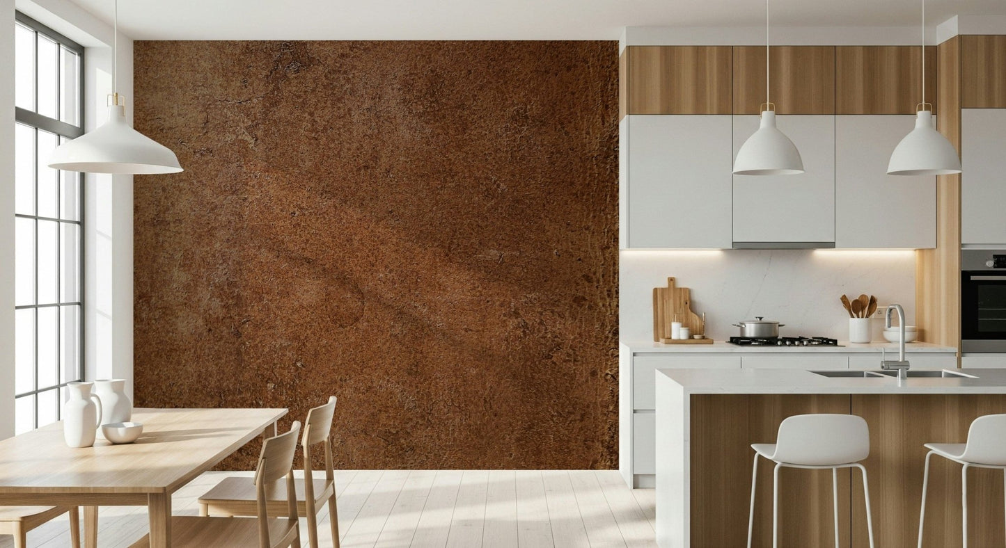 Saddle Leather Texture Wallpaper – Deep caramel-brown mural featuring realistic aged leather details and soft sheen.