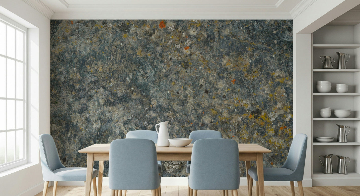 Wall mural depicting weathered stone textures for rustic and historical aesthetics.