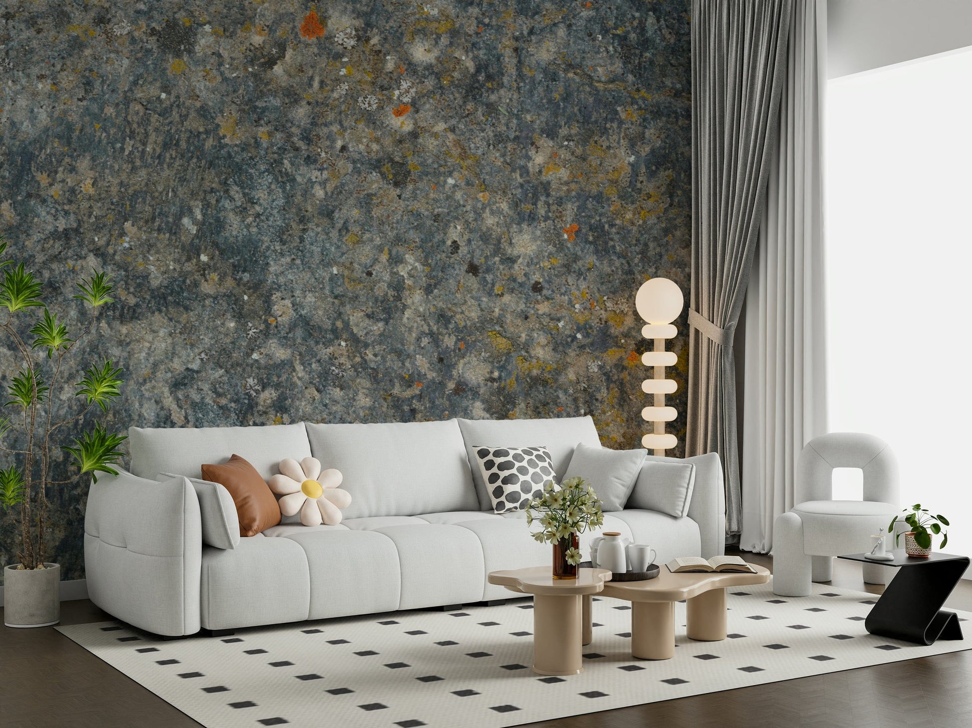 Aged Stone Texture Wall Mural — realistic weathered stone surface for classic interiors.