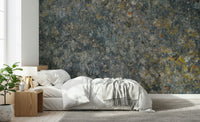 Stone-inspired wallpaper with worn, vintage textures for an authentic aged look.