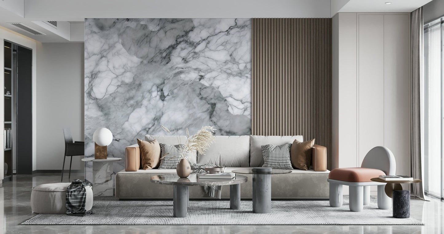 Wall mural with natural stone textures for a rustic, sophisticated look.
