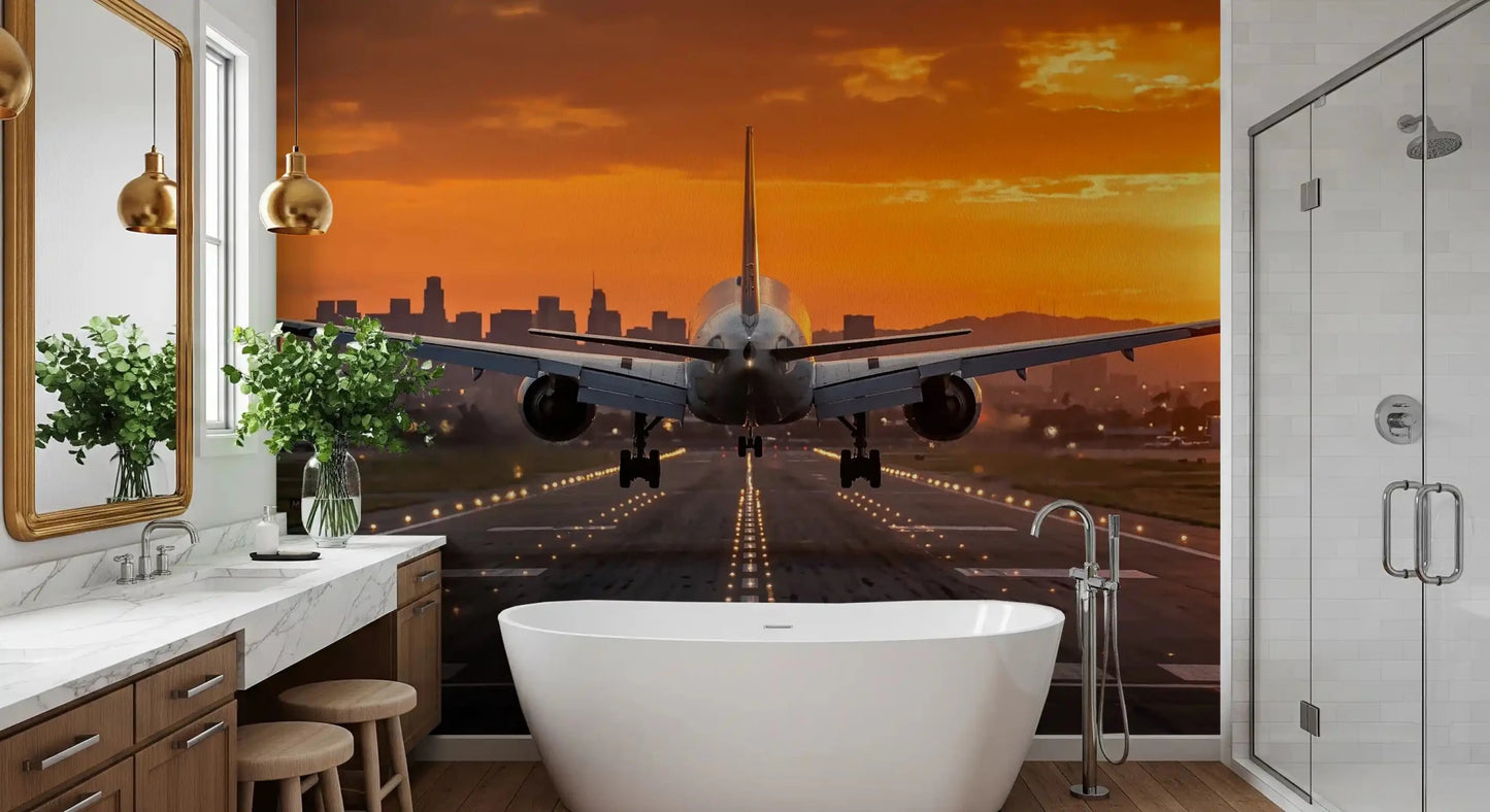 Fresque murale de l'aéroport le matin