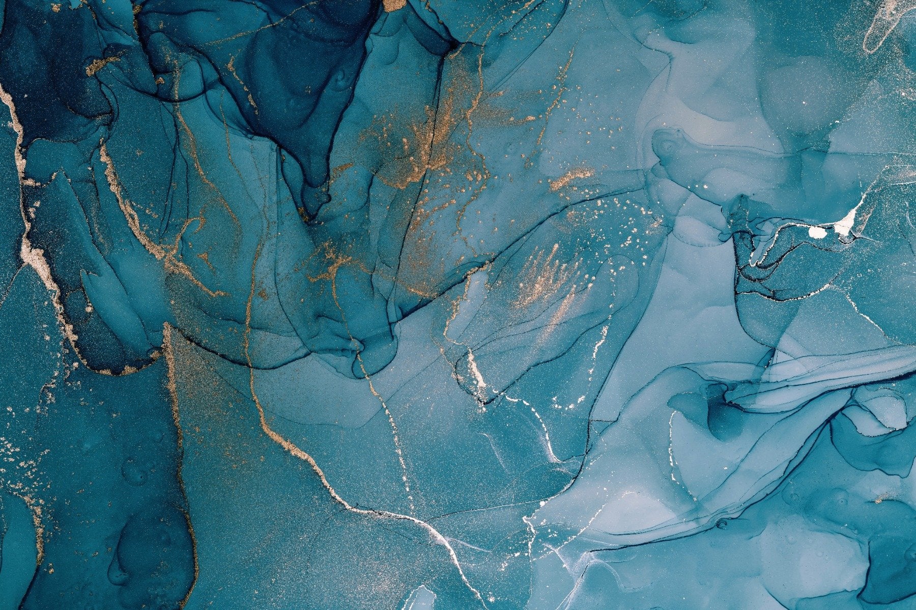 Wandbild mit Alkohol-Tinte, blau